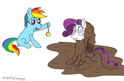 Size: 2550x1672 | Tagged: safe, artist:amateur-draw, pony, covered in mud, downvote bait, hypnosis, ms paint, mud, muddy, pendulum swing, pocket watch, request, wet and messy