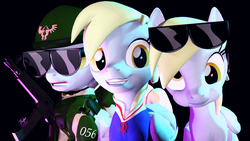 Size: 4098x2304 | Tagged: safe, artist:palpe, derpy hooves, pegasus, pony, g4, 3d, derpies, gmod, high res, multeity, triality, trio, triple derpy which is great, unstoppable force of derp