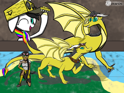 Size: 1600x1200 | Tagged: safe, artist:kedke1, oc, oc only, oc:ember, oc:lightning bliss, dragon, pony, brony d&d, brony reviewers, dragoness, dungeons and dragons, female, mare