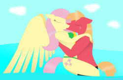 Size: 4000x2600 | Tagged: safe, artist:animadrawsart, big macintosh, fluttershy, earth pony, anthro, g4, bikini, clothes, female, green swimsuit, male, ship:fluttermac, shipping, straight, swimsuit