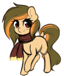 Size: 1280x1527 | Tagged: safe, artist:fluffymaiden, oc, oc only, earth pony, pony, blank flank, blushing, clothes, cute, dock, female, glasses, looking at you, mare, ocbetes, scarf, simple background, white background
