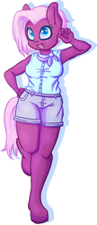 Size: 608x1413 | Tagged: safe, artist:breeoche, derpibooru exclusive, jasmine leaf, earth pony, anthro, unguligrade anthro, discordant harmony, g4, armpits, background pony, clothes, female, mare, simple background, solo, standing, standing on one leg, tea pony, white background
