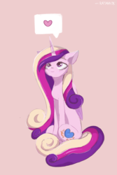 Size: 2087x3132 | Tagged: safe, artist:ratann, princess cadance, alicorn, pony, g4, blushing, cute, cutedance, female, floppy ears, heart, high res, mare, simple background, sitting, smiling, solo