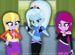 Size: 1024x750 | Tagged: safe, artist:miqueart, fuchsia blush, lavender lace, trixie, equestria girls, g4, alternate universe, female, gem, siren gem, trixie and the illusions