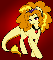 Size: 1482x1673 | Tagged: safe, artist:/d/non, adagio dazzle, pony, siren, equestria girls, g4, 30 minute art challenge, equestria girls ponified, female, headband, jewelry, necklace, ponified, red background, solo, tail
