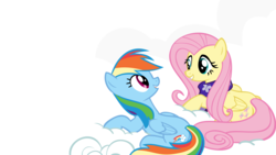 Size: 12000x6750 | Tagged: source needed, safe, artist:10 minute, fluttershy, rainbow dash, pony, a hearth's warming tail, g4, absurd resolution, clothes, cloud, duo, scarf, simple background, transparent background, vector