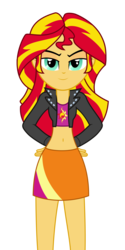 Size: 1500x3000 | Tagged: safe, artist:nano23823, artist:ponyalfonso, edit, vector edit, sunset shimmer, equestria girls, g4, my little pony equestria girls, belly button, clothes, female, looking at you, midriff, short shirt, simple background, skirt, solo, transparent background, vector