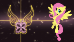 Size: 1366x768 | Tagged: safe, artist:elsdrake, edit, fluttershy, g4, element of kindness, female, solo, wallpaper, wallpaper edit