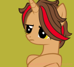 Size: 400x360 | Tagged: safe, artist:trigger_movies, oc, oc only, pony, animated, gif, gift art, simple background, solo, yellow background