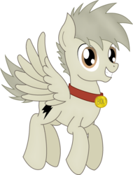 Size: 1427x1876 | Tagged: safe, artist:soulakai41, oc, oc only, oc:bolt the super pony, pegasus, pony, collar, flying, male, simple background, solo, stallion, transparent background