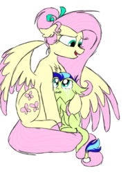 Size: 600x800 | Tagged: safe, artist:doodletheexpoodle, fluttershy, oc, oc:whistle tune, bat pony, pegasus, pony, g4, colored wings, colored wingtips, crying, female, male, mother and son, offspring, parent:fluttershy, parent:soarin', parents:soarinshy, simple background, white background