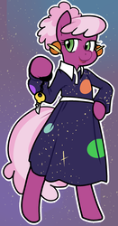 Size: 1089x2085 | Tagged: safe, artist:/d/non, cheerilee, earth pony, semi-anthro, g4, 30 minute art challenge, bipedal, clothes, dress, ear piercing, earring, female, jewelry, key, lipstick, magic school bus, ms. frizzle, piercing, solo