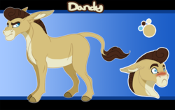 Size: 1080x680 | Tagged: safe, artist:bijutsuyoukai, oc, oc only, oc:dandy, donkey, pony, male, offspring, parent:cranky doodle donkey, parent:matilda, parents:crankilda, reference sheet, solo