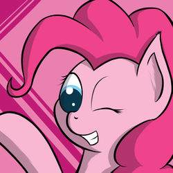 Size: 4500x4500 | Tagged: safe, artist:cloudyskieswrites, pinkie pie, earth pony, pony, g4, absurd resolution, bust, female, one eye closed, portrait, smiling, solo, wink