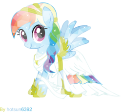 Size: 7541x6945 | Tagged: dead source, safe, artist:livehotsun, rainbow dash, crystal pony, pegasus, pony, g4, absurd resolution, clothes, crystallized, dress, female, mare, simple background, solo, transparent background
