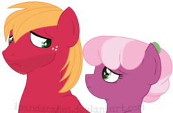 Size: 1024x670 | Tagged: safe, artist:ipandacakes, big macintosh, cheerilee, earth pony, pony, g4, divorce, female, male, older, sad, ship:cheerimac, shipping, simple background, story included, straight, transparent background
