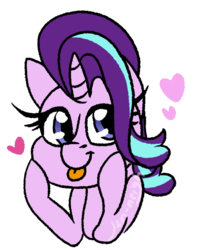 Size: 600x758 | Tagged: safe, artist:jen-neigh, starlight glimmer, pony, g4, female, heart, simple background, solo, tongue out, transparent background