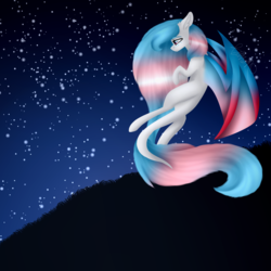 Size: 2000x2000 | Tagged: safe, artist:sweetmelon556, oc, oc only, oc:tama, bat pony, pony, colored wings, colored wingtips, female, flying, high res, mare, night, solo