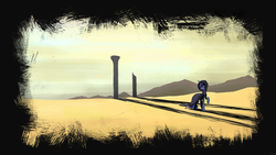 Size: 5278x2968 | Tagged: safe, artist:flamevulture17, princess luna, alicorn, pony, g4, cloak, clothes, desert, female, high res, mare, raised hoof, sand, scenery, solo