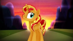 Size: 3840x2160 | Tagged: safe, artist:equmoria, sunset shimmer, pony, unicorn, g4, 3d, female, high res, mare, mmd, solo, sunset