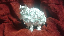 Size: 2560x1440 | Tagged: safe, artist:mixermike622, artist:thefoilguy, oc, oc only, oc:fluffle puff, pony, aluminum, foil, irl, photo, sculpture, traditional art