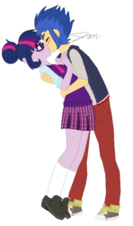 Size: 428x722 | Tagged: safe, artist:imtailsthefoxfan, flash sentry, sci-twi, twilight sparkle, equestria girls, g4, couple, female, kissing, male, ship:flashlight, ship:sci-flash, shipping, simple background, straight, white background