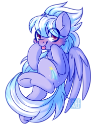 Size: 2093x2773 | Tagged: safe, artist:ruef, cloudchaser, pegasus, pony, g4, akanbe, blushing, cheek fluff, chest fluff, cute, cutechaser, ear fluff, eye clipping through hair, female, high res, leg fluff, looking at you, mare, simple background, smiling, solo, tongue out, transparent background