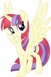 Size: 1861x2833 | Tagged: safe, artist:luckyclau, moondancer, alicorn, pony, g4, alicornified, backwards cutie mark, female, mare, moondancercorn, race swap, recolor, simple background, solo, spread wings, transparent background, wings