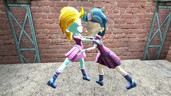 Size: 1280x720 | Tagged: artist needed, safe, indigo zap, lightning dust, equestria girls, g4, 3d, female, gmod, hug, sisters