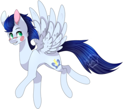 Size: 1938x1702 | Tagged: dead source, safe, artist:alithecat1989, soarin', pegasus, pony, g4, male, simple background, smiling, solo, spread wings, transparent background, wings