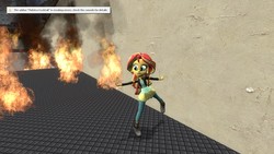 Size: 1280x720 | Tagged: artist needed, safe, sunset shimmer, equestria girls, g4, 3d, cute, female, fiery shimmer, fire, gmod, happy, shimmerbetes, smiling, solo