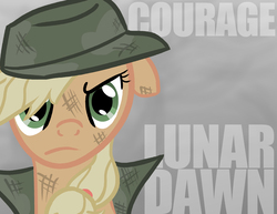 Size: 1000x773 | Tagged: safe, artist:blockeraser, applejack, earth pony, pony, fanfic:lunar dawn, g4, clothes, crossover, fanfic art, fatigues, female, hat, red dawn, solo, stoic