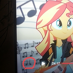 Size: 1386x1386 | Tagged: safe, screencap, sunset shimmer, pony, equestria girls, g4, mistake, music, music notes