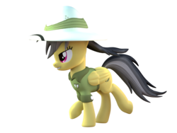 Size: 1600x1200 | Tagged: safe, artist:melodismol, daring do, pegasus, pony, g4, 3d, blender, clothes, female, hat, running, simple background, solo, transparent background