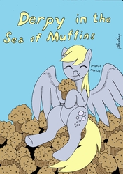 Size: 1650x2338 | Tagged: safe, artist:stardustchild01, derpy hooves, pony, g4, eating, female, food, muffin, solo, that pony sure does love muffins