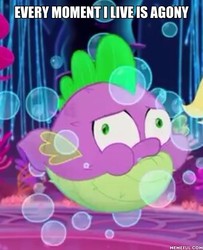 Size: 600x739 | Tagged: safe, edit, edited screencap, screencap, spike, puffer fish, g4, my little pony: the movie, cropped, image macro, inflation, male, meme, memeful.com, solo, species swap, spike the pufferfish, the simpsons, truth