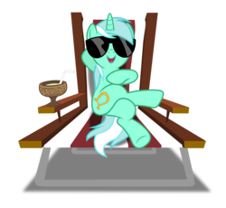 Size: 5000x4600 | Tagged: safe, artist:dashiesparkle, artist:mundschenk85, lyra heartstrings, pony, unicorn, g4, absurd resolution, beach chair, chair, chillaxing, female, mare, show accurate, simple background, solo, sunglasses, transparent background, vector