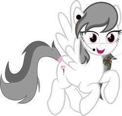 Size: 3000x2843 | Tagged: safe, artist:bigmk, oc, oc only, pegasus, pony, candy, earpiece, female, flying, food, high res, lollipop, mare, simple background, solo, transparent background, vector