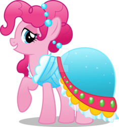 Size: 1024x1091 | Tagged: safe, artist:jhayarr23, pinkie pie, earth pony, pony, journey of the spark, g4, clothes, dress, female, raised hoof, simple background, solo, transparent background, vector, watermark