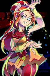 Size: 1600x2428 | Tagged: safe, artist:tyuubatu, sunset shimmer, equestria girls, equestria girls specials, g4, my little pony equestria girls: dance magic, armpits, clothes, dress, female, flamenco dress, ponied up, signature, solo, sunset shimmer flamenco dress