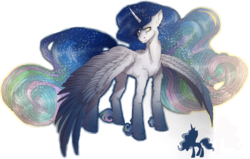 Size: 2827x1801 | Tagged: safe, artist:littlesugarcute, princess celestia, princess luna, alicorn, pony, g4, cutie mark eyes, female, fluffy, fusion, large wings, mare, royal sisters, simple background, solo, spread wings, transparent background, wingding eyes, wings