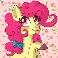 Size: 867x865 | Tagged: safe, artist:frostedpuffs, oc, oc only, earth pony, pony, blushing, female, mare, solo, tongue out