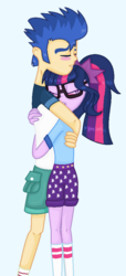 Size: 400x880 | Tagged: safe, artist:pufuletika-mlp, flash sentry, sci-twi, twilight sparkle, equestria girls, g4, my little pony equestria girls: legend of everfree, female, hug, male, ship:flashlight, ship:sci-flash, shipping, straight