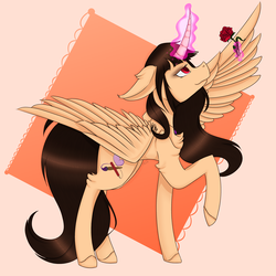 Size: 3850x3850 | Tagged: safe, artist:zombiecupcake101, oc, oc only, oc:spring beauty, alicorn, pony, alicorn oc, female, high res, mare, request, requested art, smiling, solo