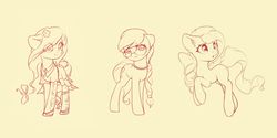 Size: 2000x1000 | Tagged: safe, artist:freeedon, silver spoon, oc, earth pony, pony, g4, bow, clothes, commission, dress, female, hair bow, mare, monochrome, sketch, wip