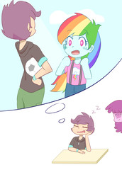 Size: 2370x3444 | Tagged: safe, artist:yuck, cheerilee, rainbow dash, scootaloo, equestria girls, g4, cute, daydream, female, football, high res, lesbian, older, older scootaloo, role reversal, ship:scootadash, shipping, starry eyes, wingding eyes, younger, zzz