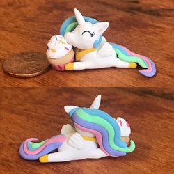 Size: 1024x1024 | Tagged: safe, artist:tinyblissfulness, princess celestia, alicorn, pony, g4, cake, cakelestia, craft, eyes closed, food, irl, photo, prone, sculpture, smiling, solo, traditional art