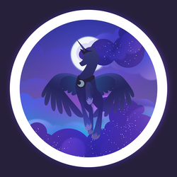 Size: 2657x2657 | Tagged: safe, artist:lynadeathshaow, princess luna, alicorn, pony, g4, cloud, female, flying, high res, lineless, moon, night, solo