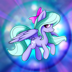 Size: 2539x2539 | Tagged: safe, artist:conniethecasanova, artist:flamevulture17, flitter, pegasus, pony, g4, female, flying, high res, mare, smiling, solo