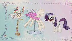 Size: 1280x720 | Tagged: safe, screencap, opalescence, rarity, pony, g4, rarity's peek behind the boutique, youtube link